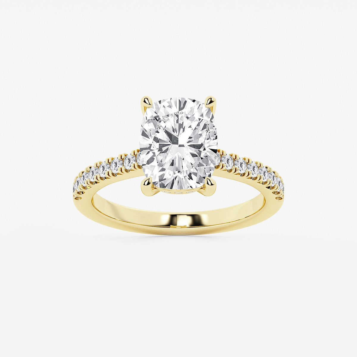 3 1/3 ctw Elongated Cushion Lab Grown Diamond Hidden Halo Engagement Ring